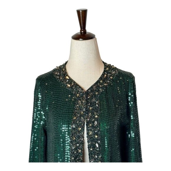 Haute Hippie Emerald Sequin Long Cape - Picture 5 of 15